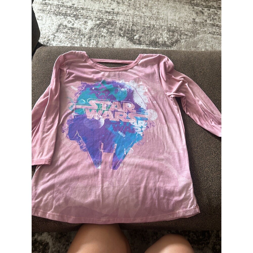 Disney Star Wars millennium falcon Pink Cross Back Tee Size Small